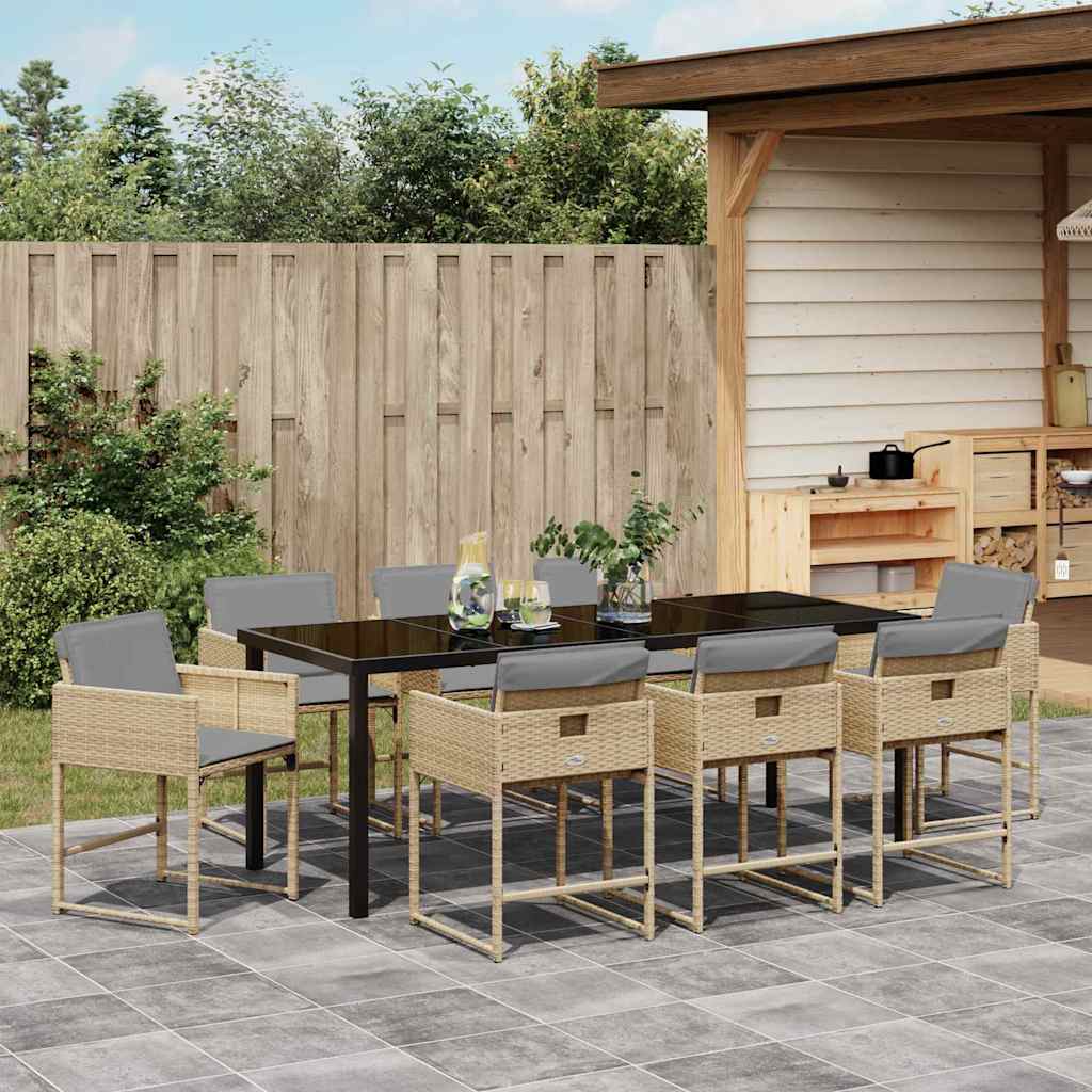 Ensemble de salle à manger pour jardin 9 pcs Beige polyrotin - XIOS