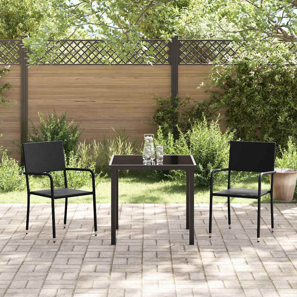 Ensemble de salle à manger pour jardin 3 pcs Noir polyrotin - XIOS