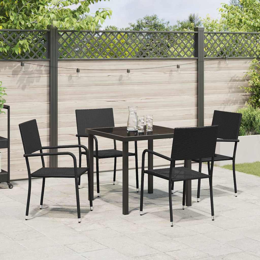 Ensemble de salle à manger pour jardin 5 pcs Noir polyrotin