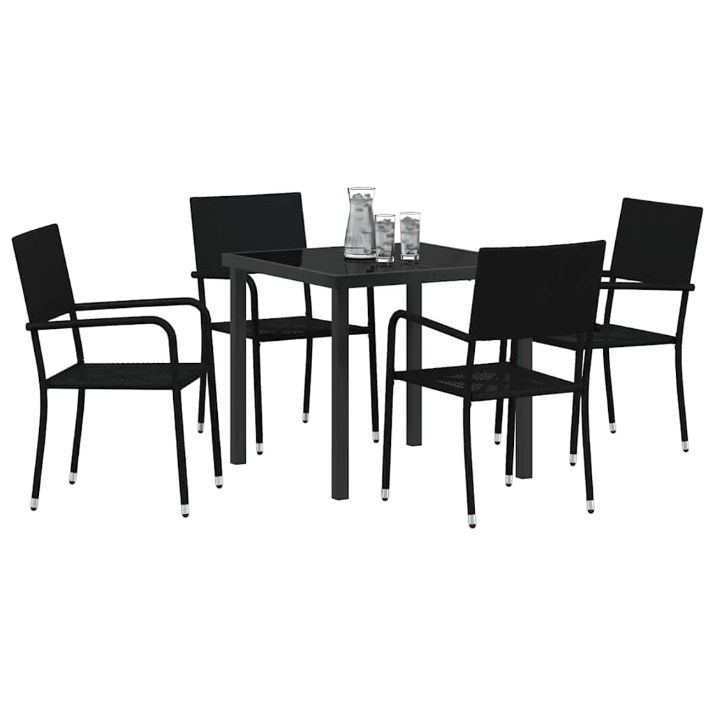 Ensemble de salle à manger pour jardin 5 pcs Noir polyrotin