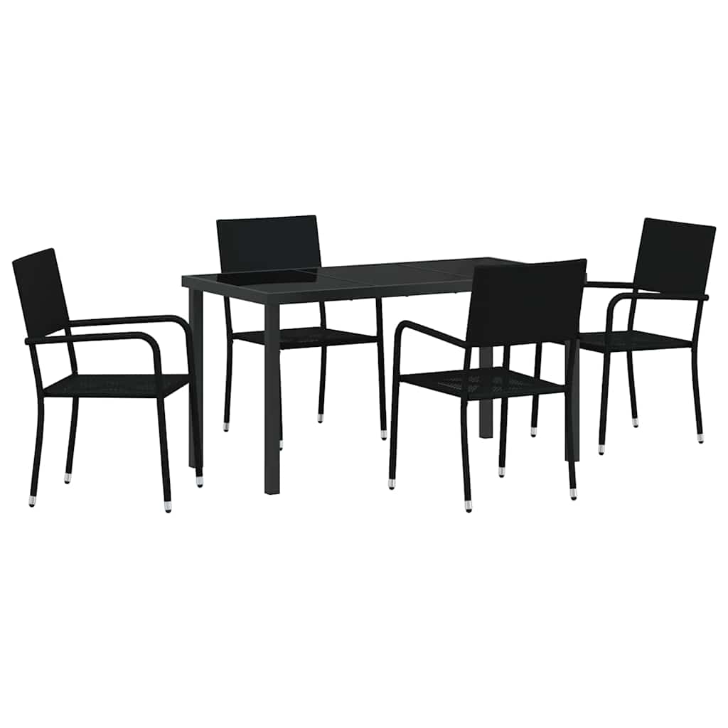 Ensemble de salle à manger pour jardin 5 pcs Noir polyrotin