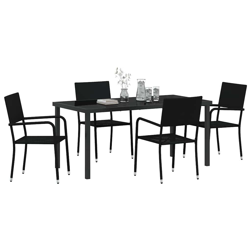 Ensemble de salle à manger pour jardin 5 pcs Noir polyrotin