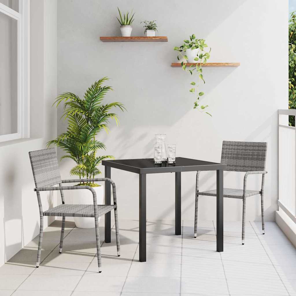 Ensemble de salle à manger pour jardin 3 pcs Gris polyrotin - XIOS