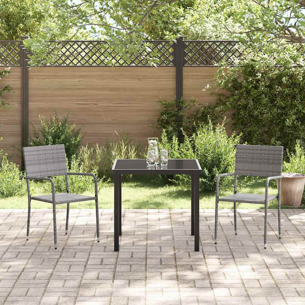 Ensemble de salle à manger pour jardin 3 pcs Gris polyrotin - XIOS