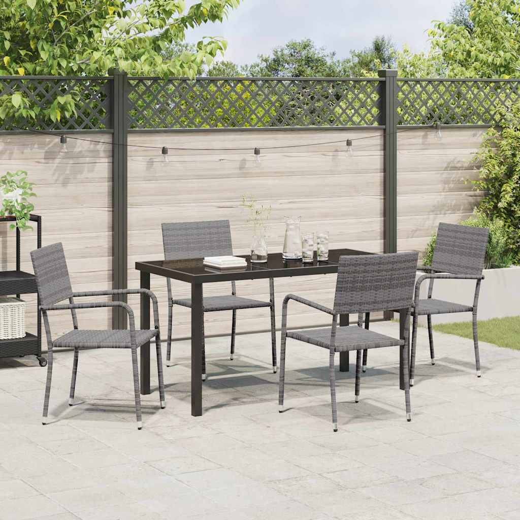 Ensemble de salle à manger pour jardin 5 pc Gris polyrotin