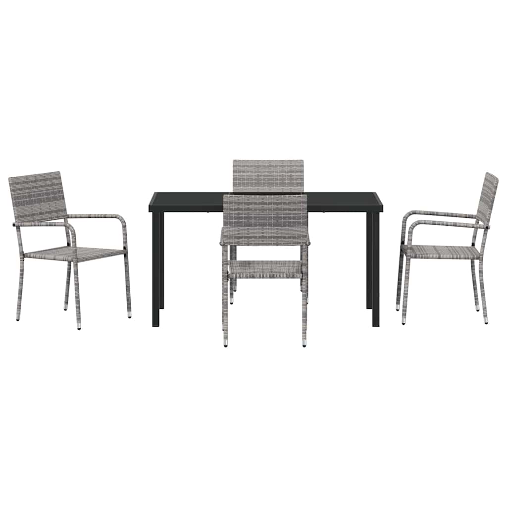 Ensemble de salle à manger pour jardin 5 pc Gris polyrotin