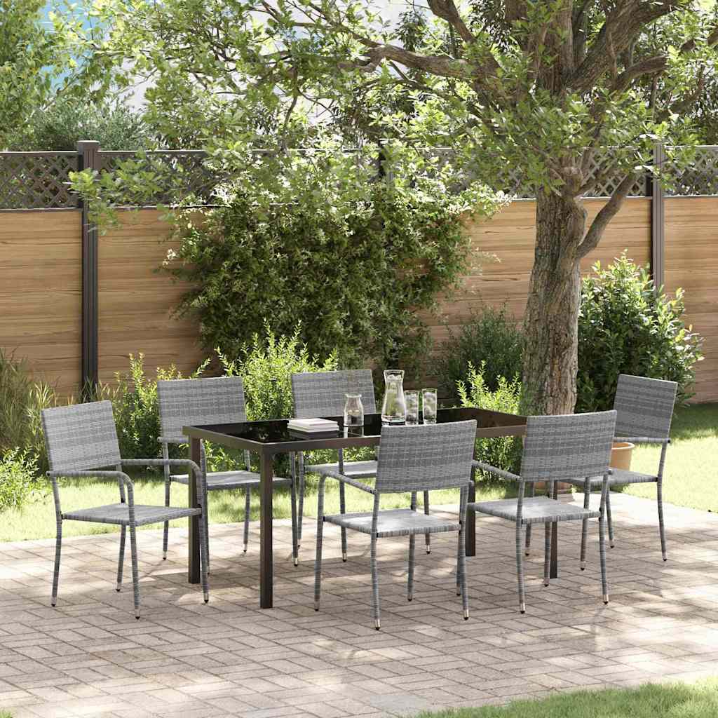 Ensemble de salle à manger pour jardin 7 pcs Gris polyrotin - XIOS