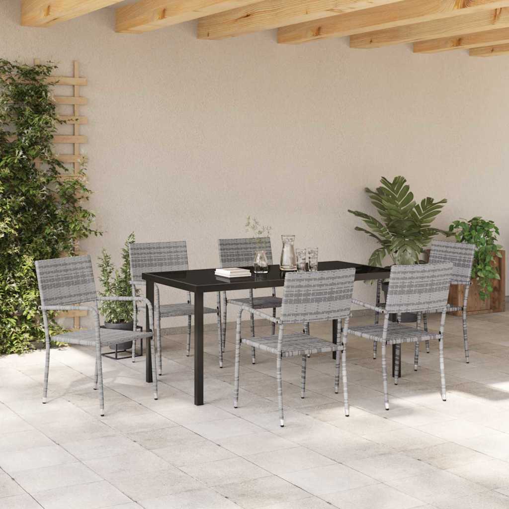 Ensemble de salle à manger pour jardin 7 pcs Gris polyrotin - XIOS