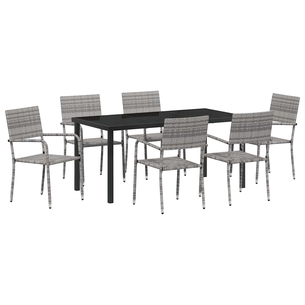 Ensemble de salle à manger pour jardin 7 pcs Gris polyrotin - XIOS