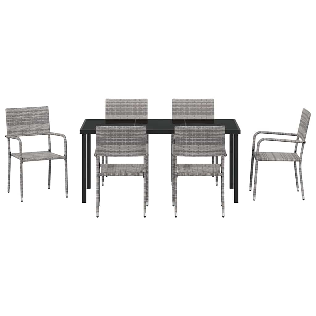Ensemble de salle à manger pour jardin 7 pcs Gris polyrotin - XIOS