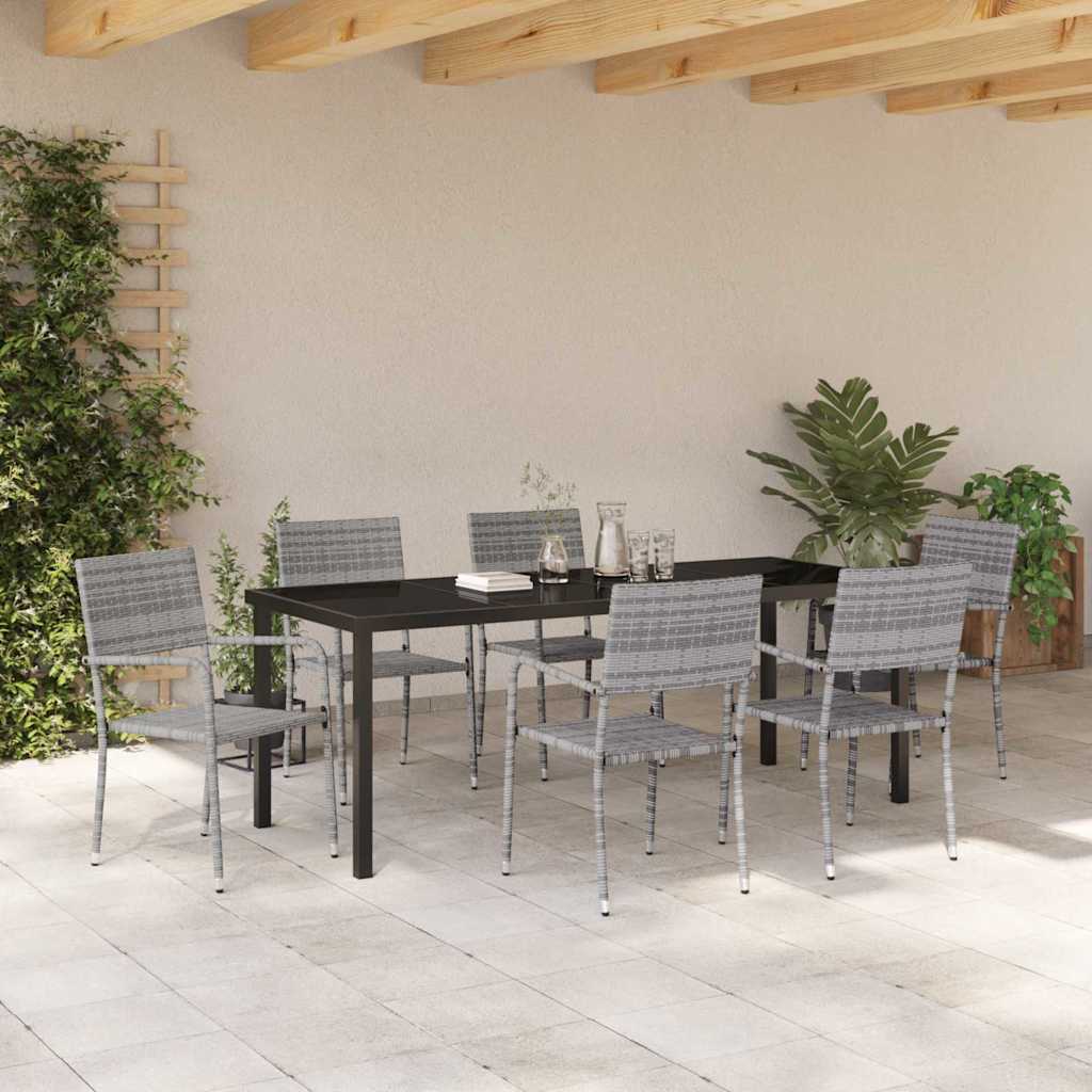 Ensemble de salle à manger pour jardin 7 pcs Gris polyrotin - XIOS