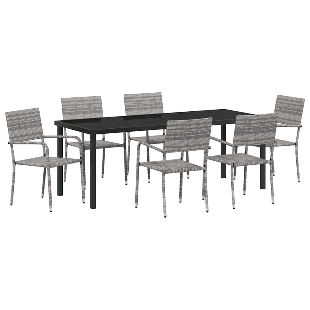 Ensemble de salle à manger pour jardin 7 pcs Gris polyrotin - XIOS