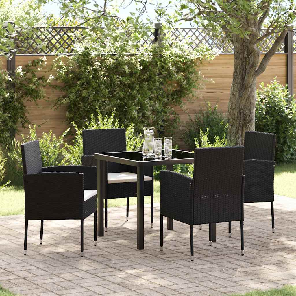 Ensemble de salle à manger pour jardin 5 pcs Noir polyrotin - XIOS