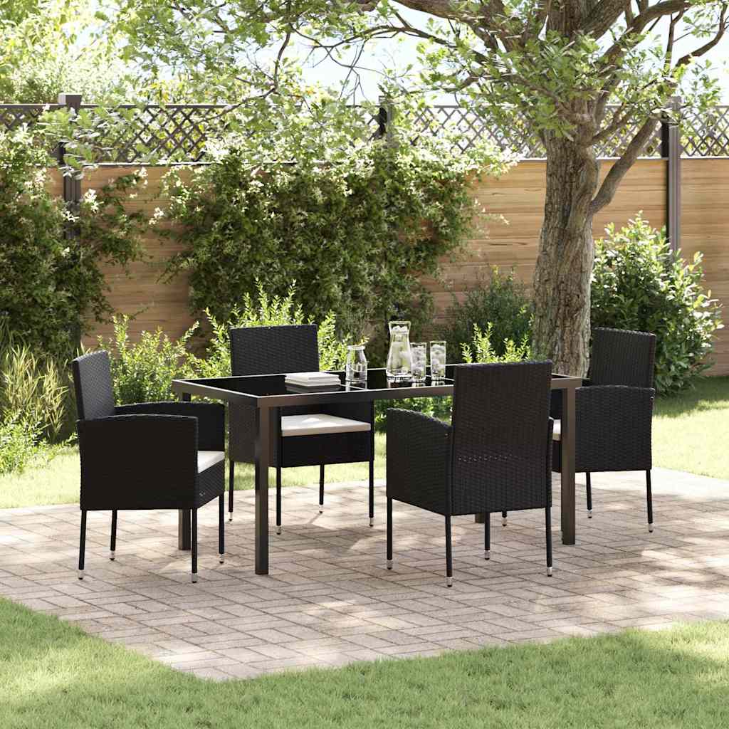 Ensemble de salle à manger pour jardin 5 pcs Noir polyrotin - XIOS