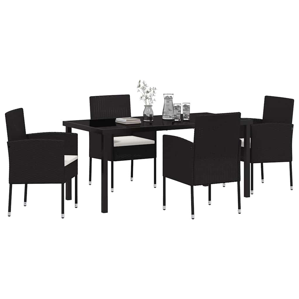 Ensemble de salle à manger pour jardin 5 pcs Noir polyrotin - XIOS