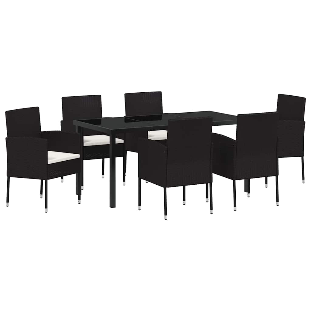 Ensemble de salle à manger pour jardin 7 pcs Noir polyrotin
