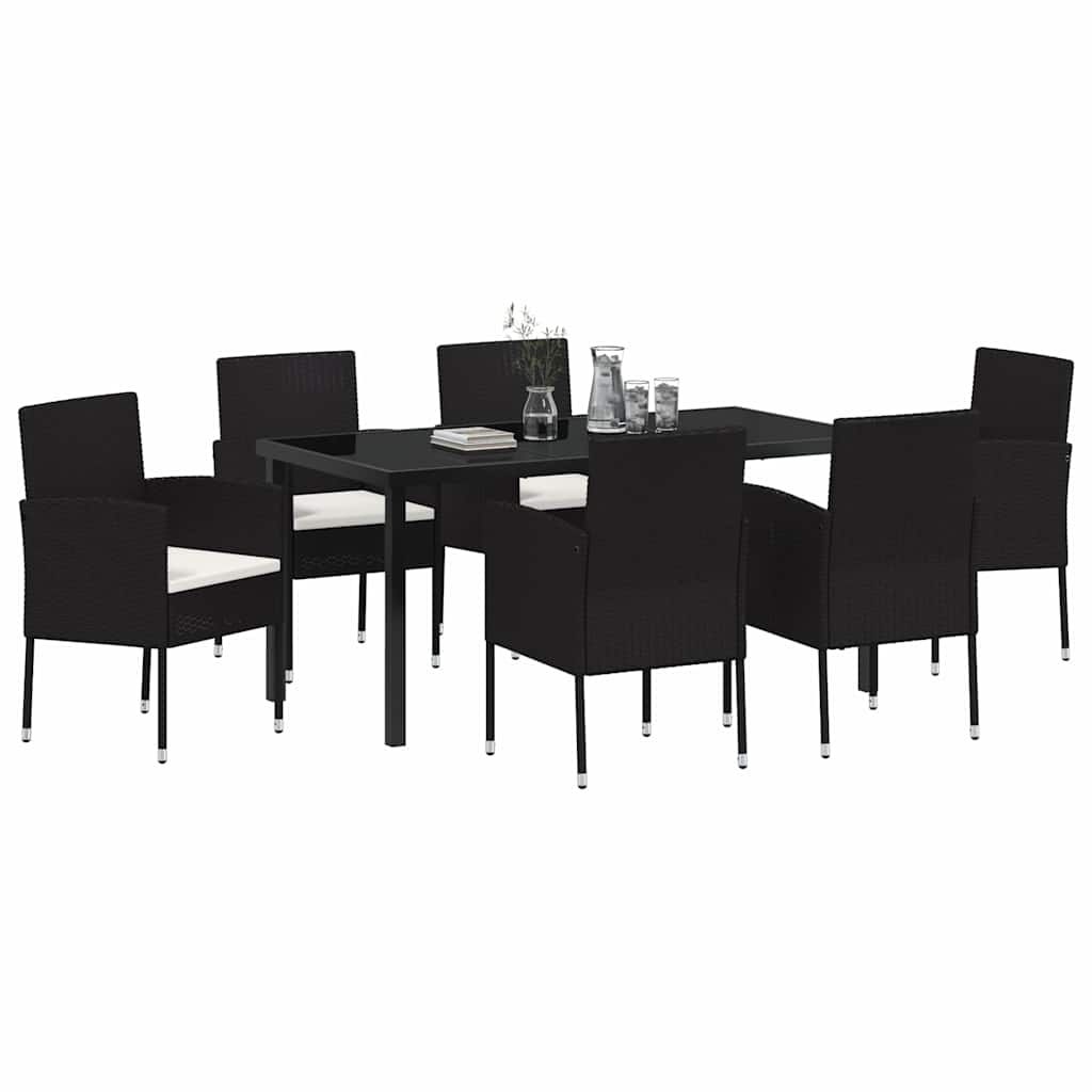 Ensemble de salle à manger pour jardin 7 pcs Noir polyrotin
