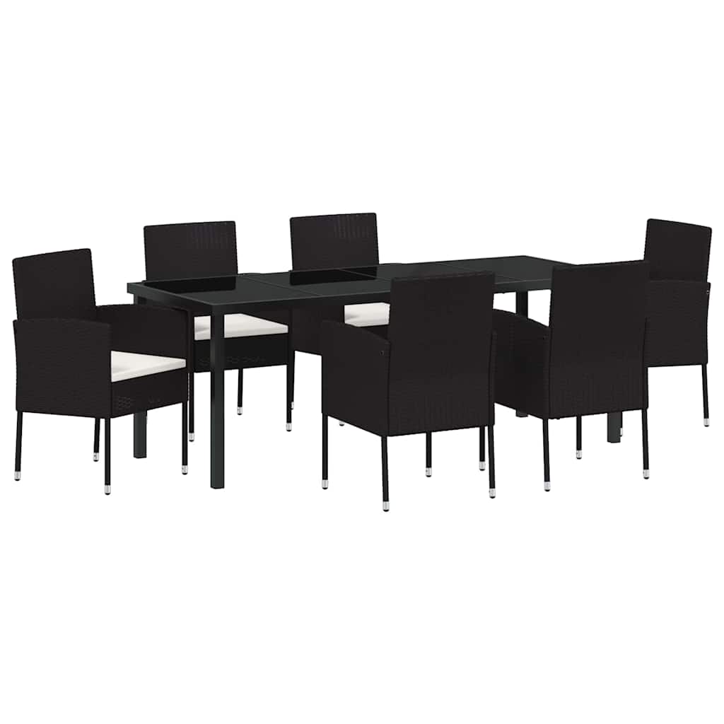 Ensemble de salle à manger pour jardin 7 pcs Noir polyrotin
