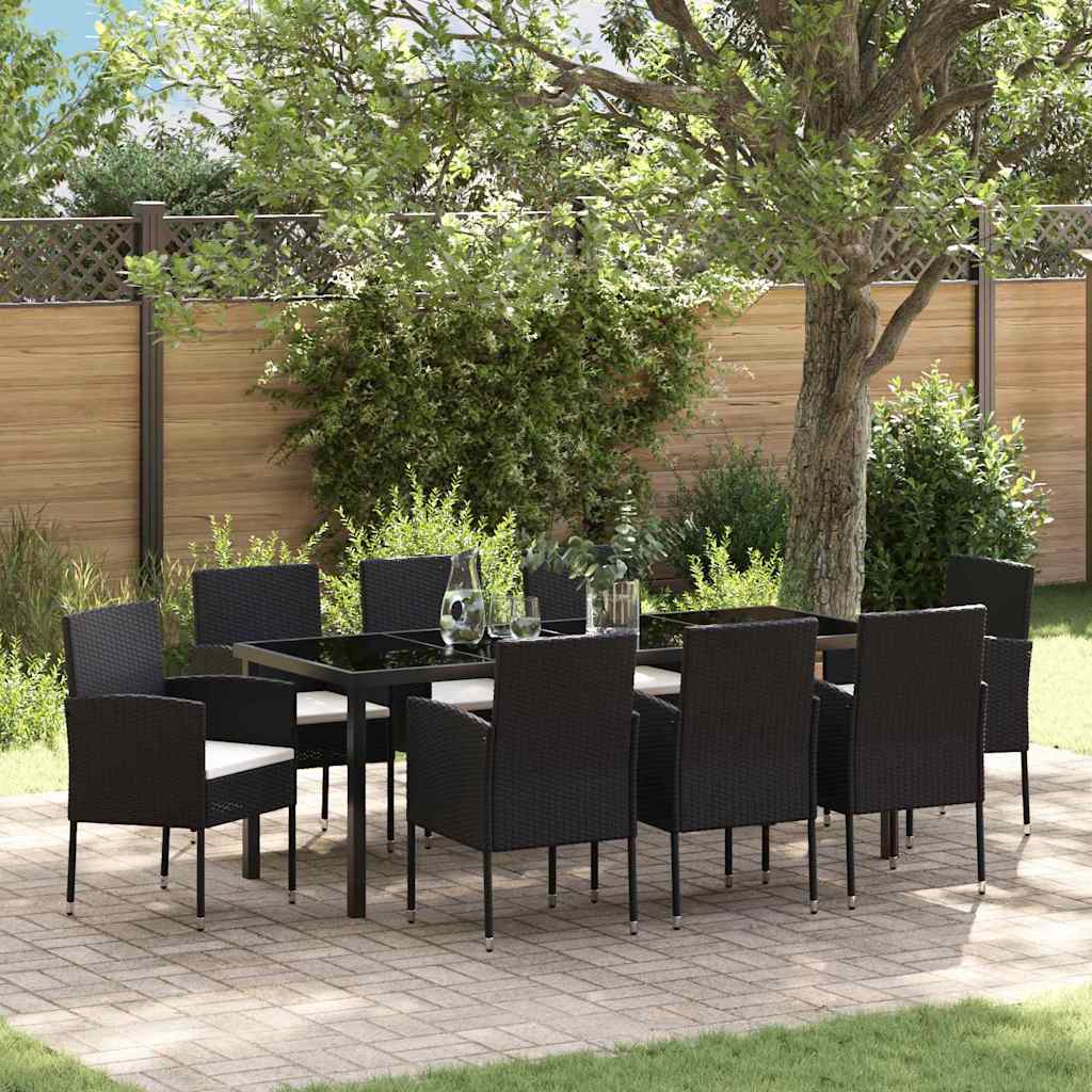 Ensemble de salle à manger pour jardin 9 pcs Noir polyrotin - XIOS