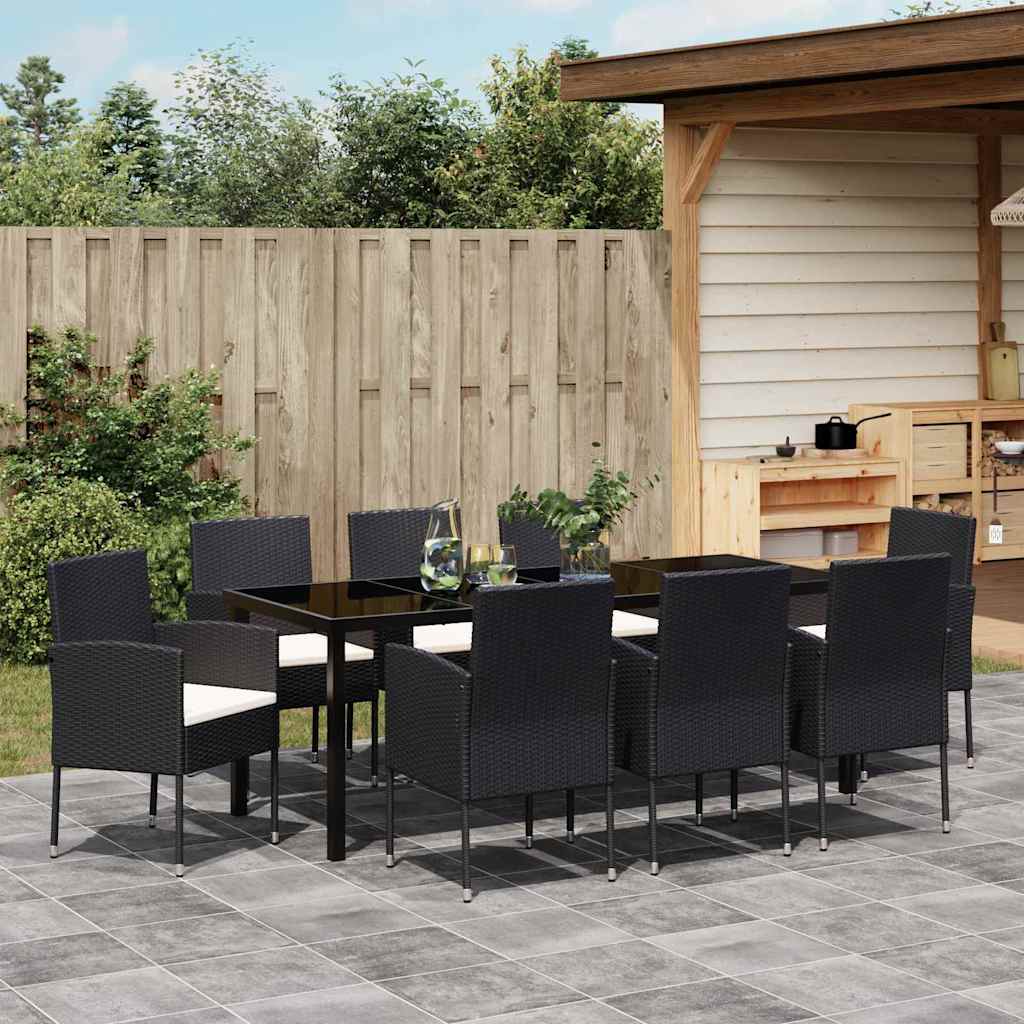 Ensemble de salle à manger pour jardin 9 pcs Noir polyrotin - XIOS