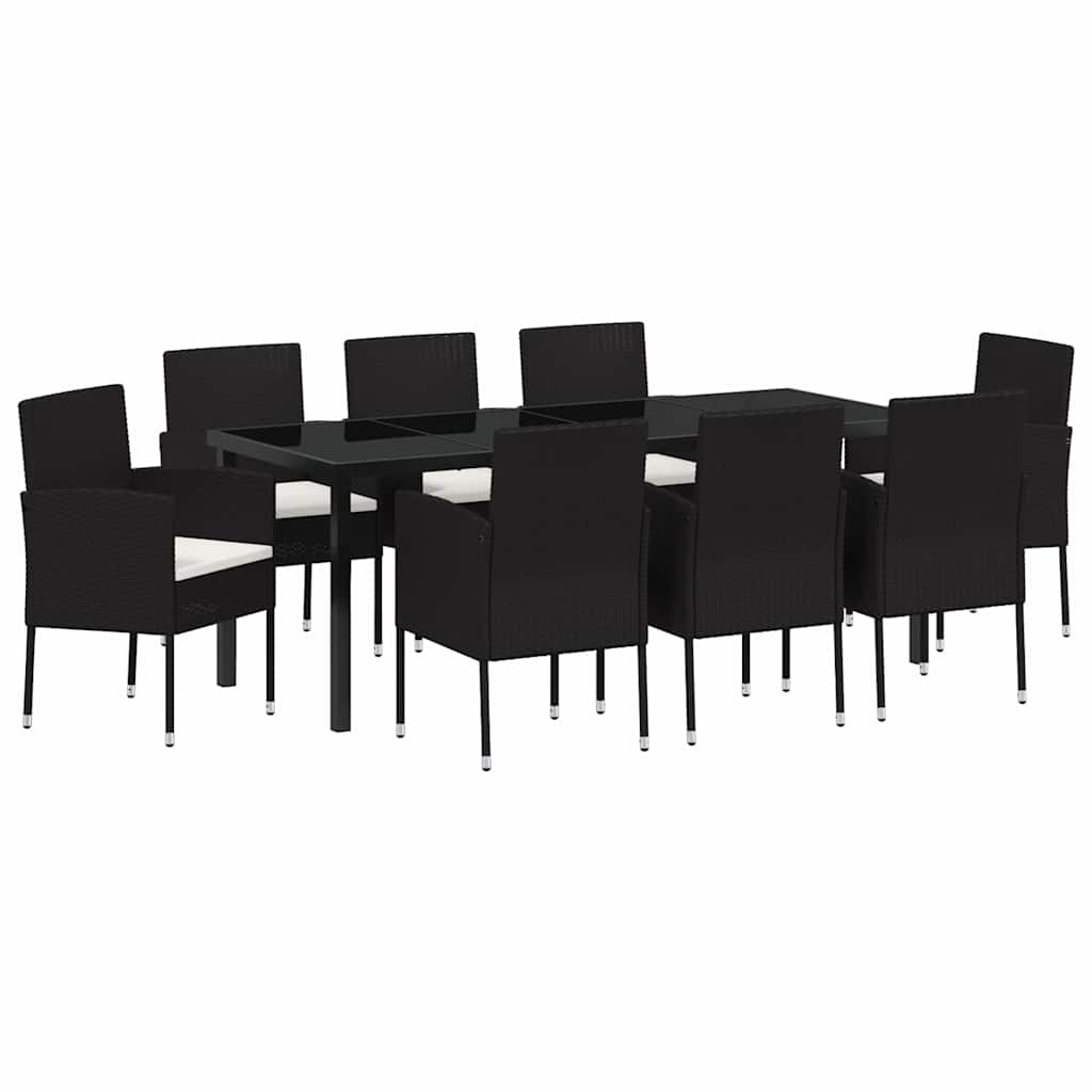 Ensemble de salle à manger pour jardin 9 pcs Noir polyrotin - XIOS