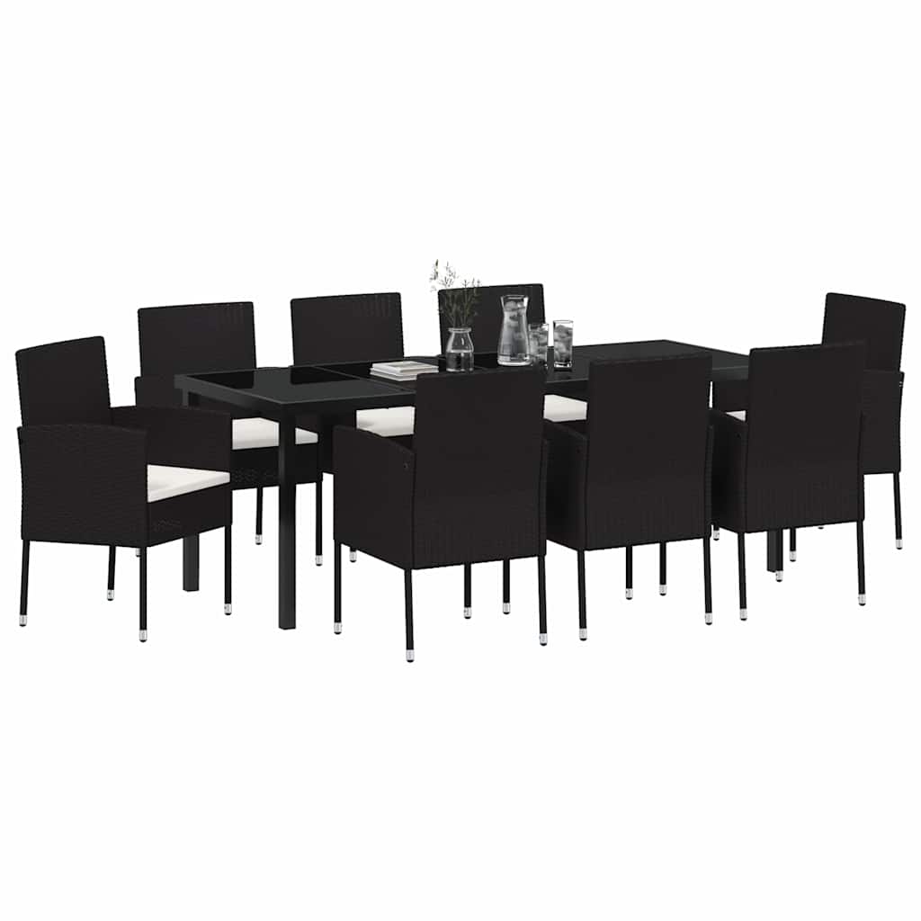 Ensemble de salle à manger pour jardin 9 pcs Noir polyrotin - XIOS