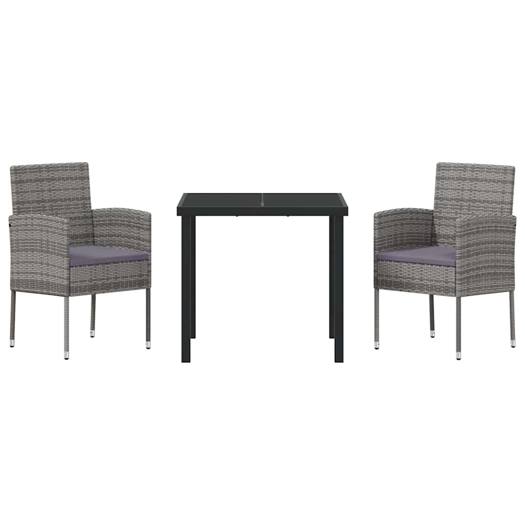 Ensemble de salle à manger pour jardin 3 pcs Gris polyrotin - XIOS