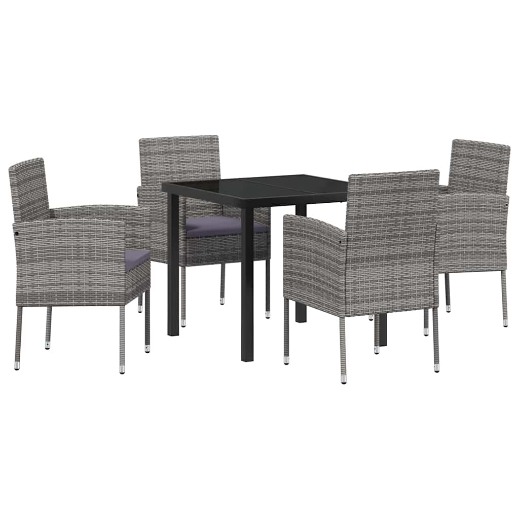 Ensemble de salle à manger pour jardin 5 pc Gris polyrotin