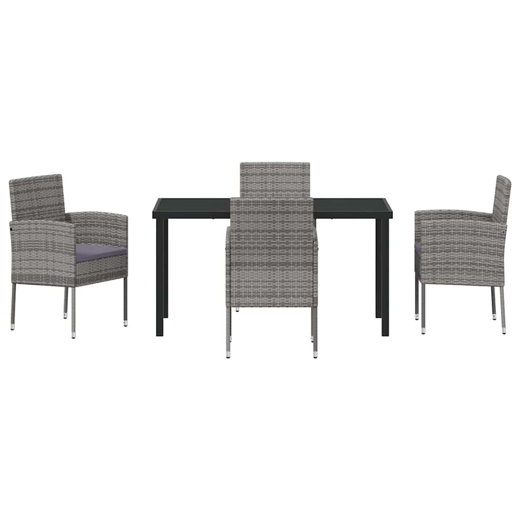 Ensemble de salle à manger pour jardin 5 pc Gris polyrotin