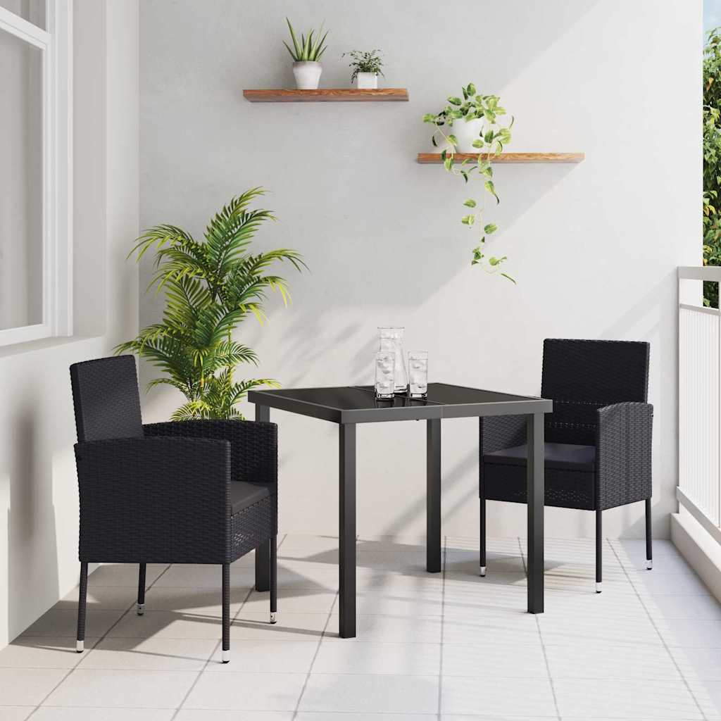 Ensemble de salle à manger pour jardin 3 pcs Noir polyrotin - XIOS