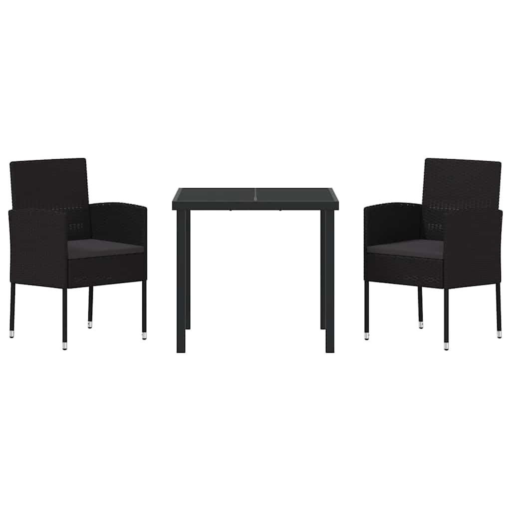 Ensemble de salle à manger pour jardin 3 pcs Noir polyrotin - XIOS