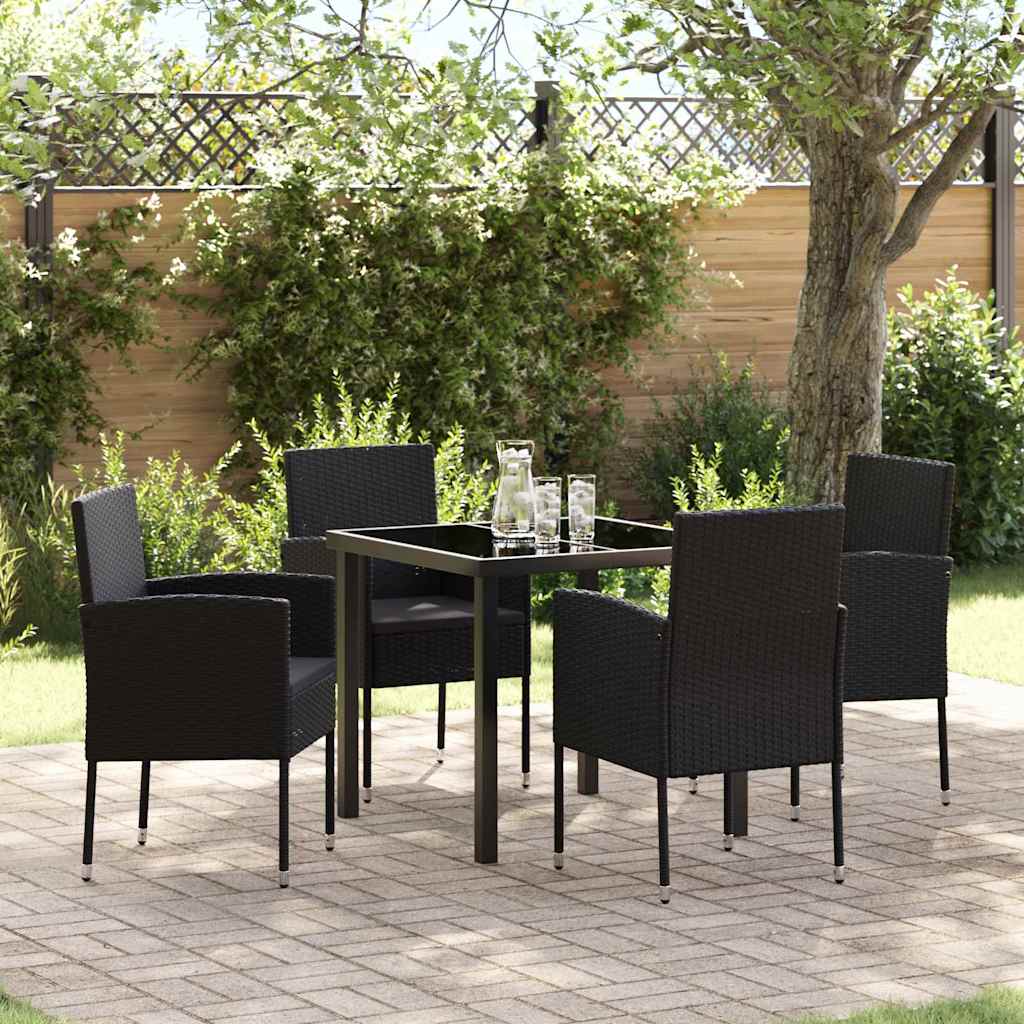 Ensemble de salle à manger pour jardin 5 pcs Noir polyrotin - XIOS
