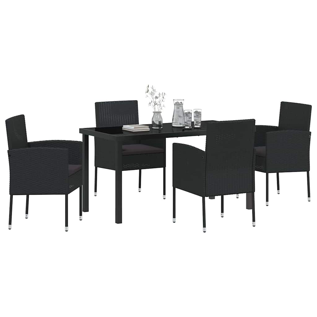 Ensemble de salle à manger pour jardin 5 pcs Noir polyrotin - XIOS