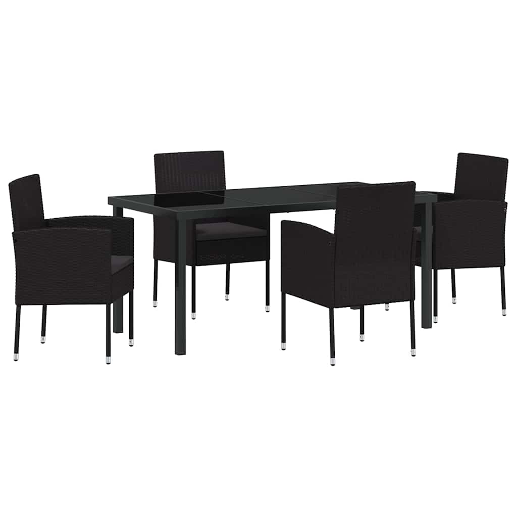 Ensemble de salle à manger pour jardin 5 pcs Noir polyrotin - XIOS