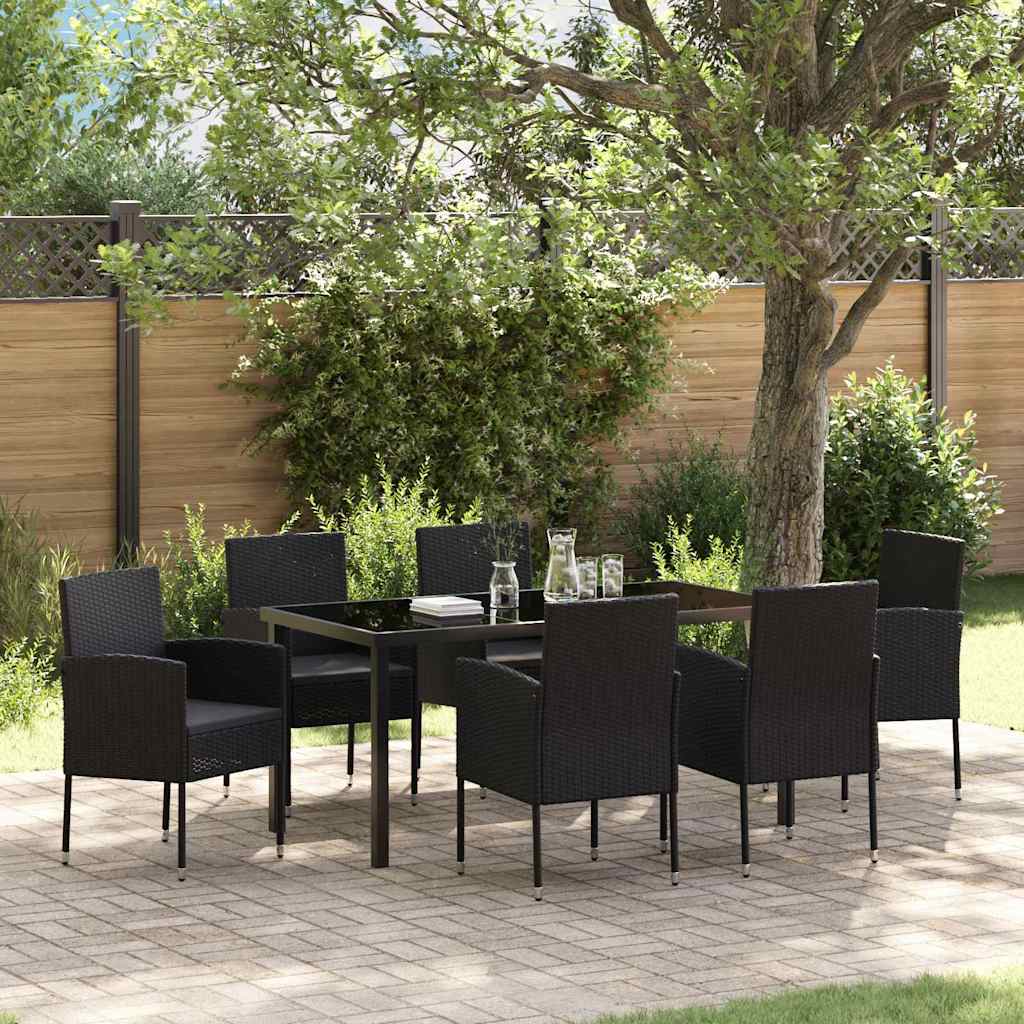 Ensemble de salle à manger pour jardin 7 pcs Noir polyrotin - XIOS
