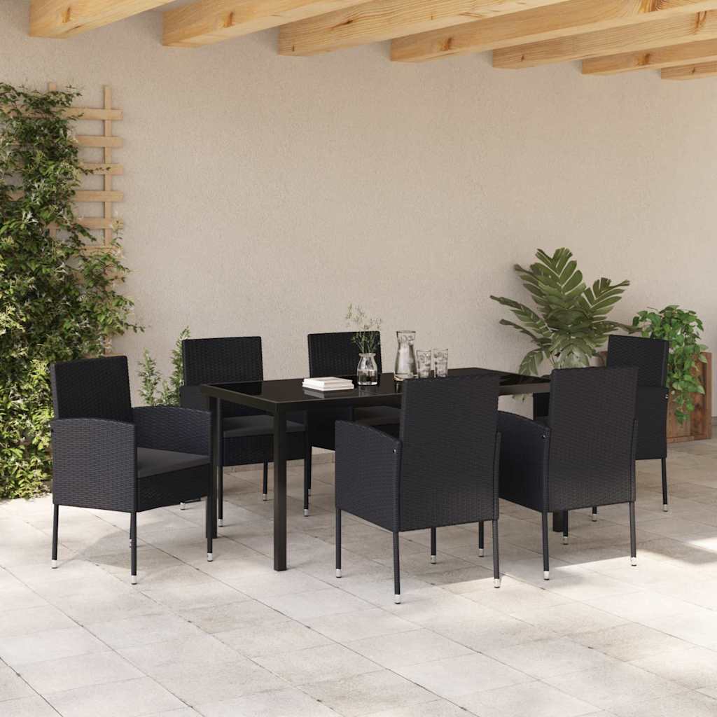 Ensemble de salle à manger pour jardin 7 pcs Noir polyrotin - XIOS
