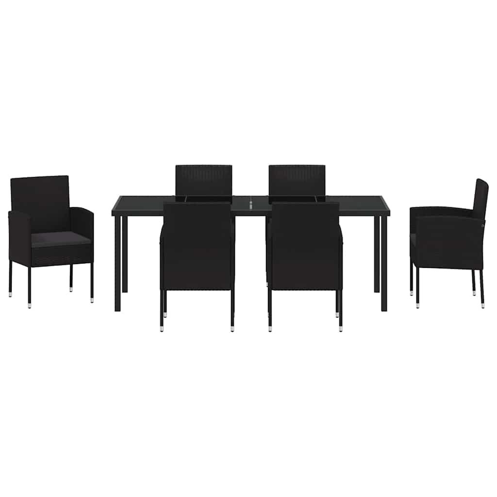 Ensemble de salle à manger pour jardin 7 pcs Noir polyrotin - XIOS