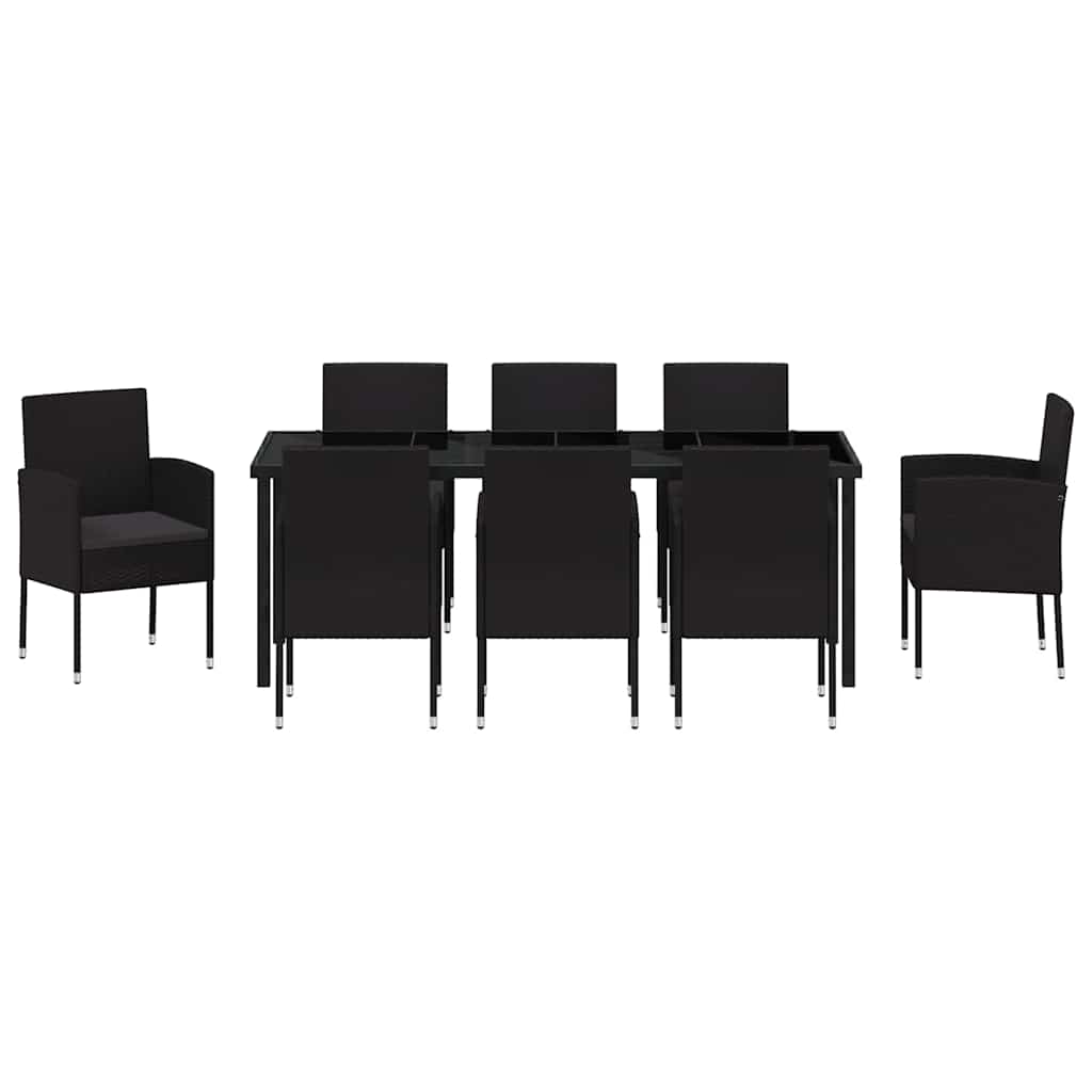 Ensemble de salle à manger pour jardin 9 pcs Noir polyrotin - XIOS