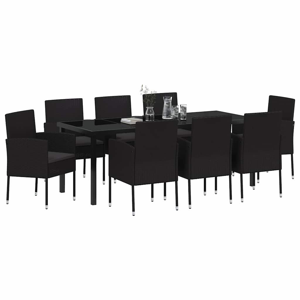 Ensemble de salle à manger pour jardin 9 pcs Noir polyrotin - XIOS