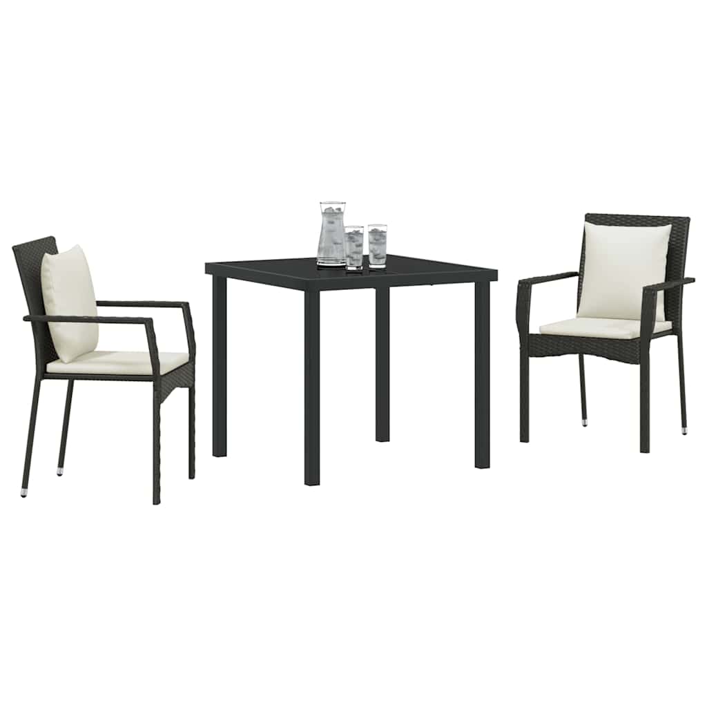Ensemble de salle à manger pour jardin 3 pcs Noir polyrotin - XIOS