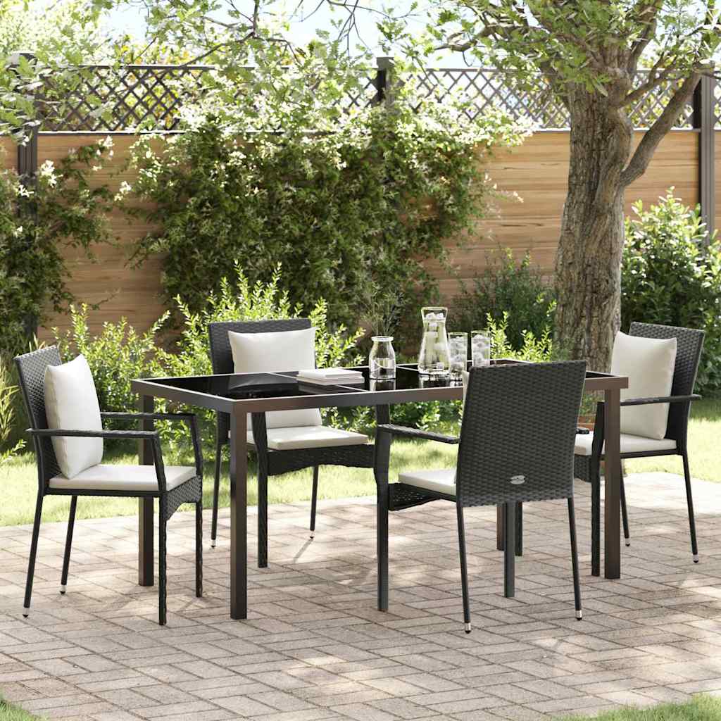 Ensemble de salle à manger pour jardin 5 pcs Noir polyrotin - XIOS