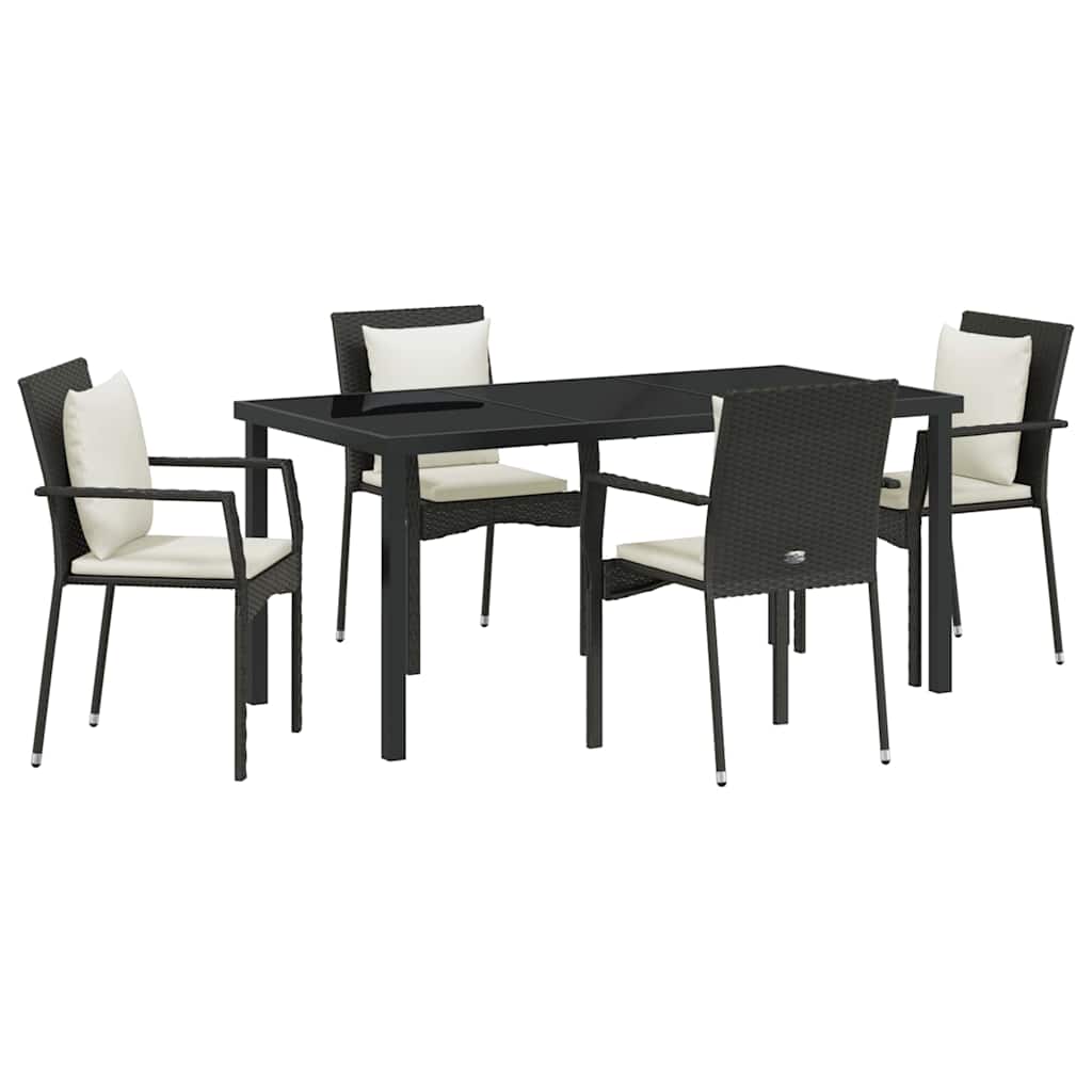 Ensemble de salle à manger pour jardin 5 pcs Noir polyrotin - XIOS