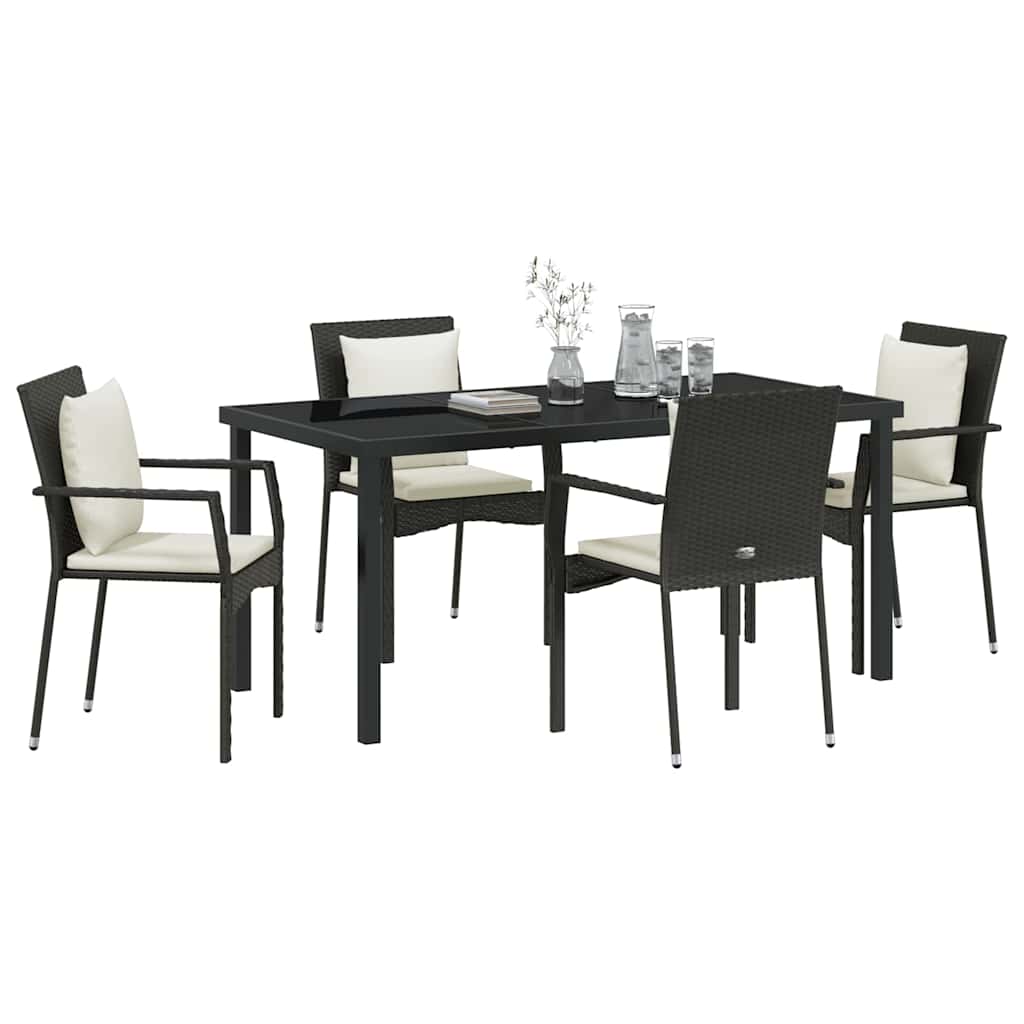 Ensemble de salle à manger pour jardin 5 pcs Noir polyrotin - XIOS
