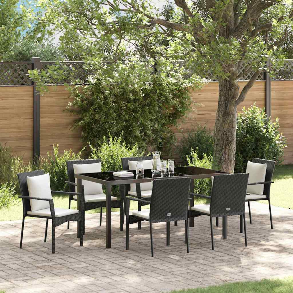 Ensemble de salle à manger pour jardin 7 pcs Noir polyrotin - XIOS