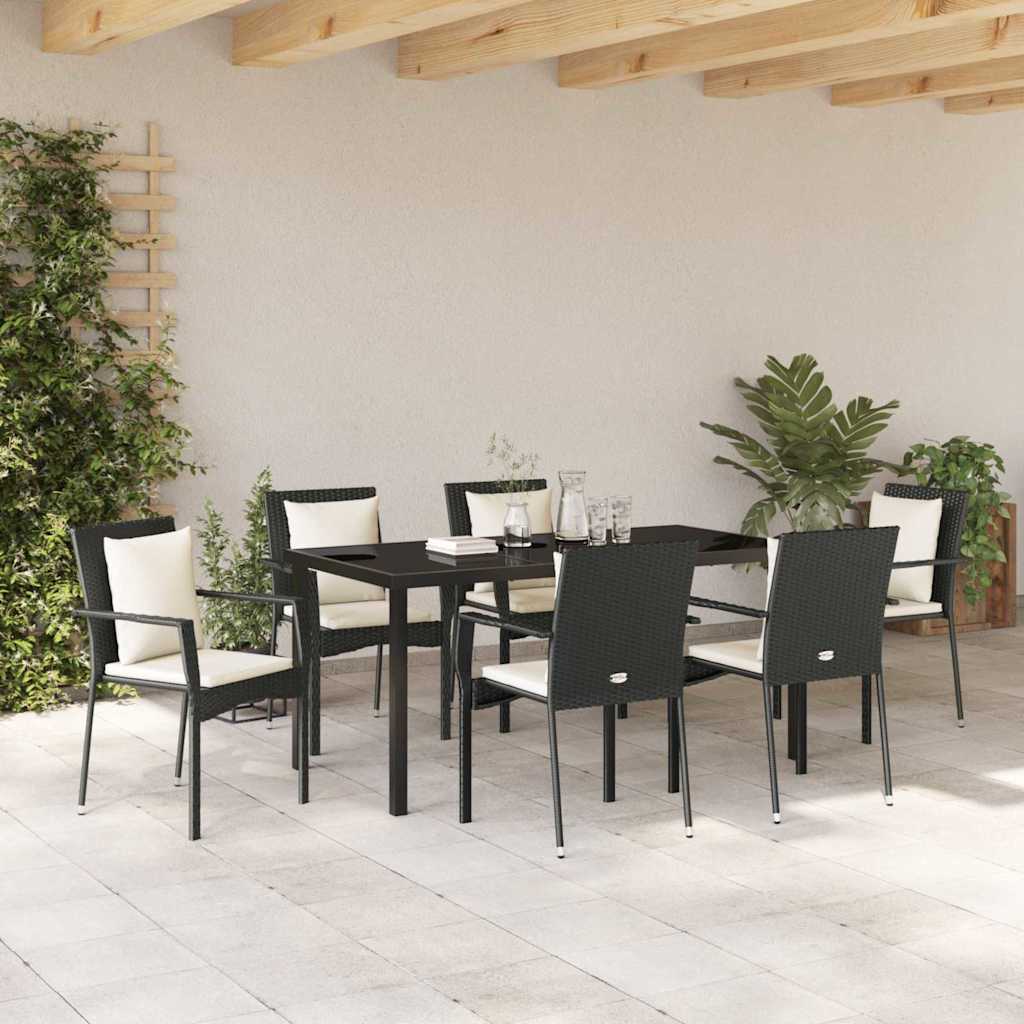 Ensemble de salle à manger pour jardin 7 pcs Noir polyrotin - XIOS