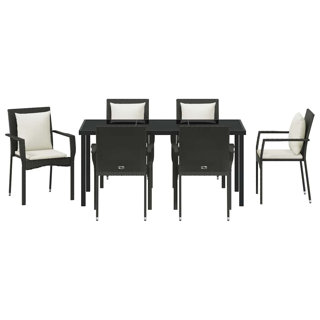 Ensemble de salle à manger pour jardin 7 pcs Noir polyrotin - XIOS