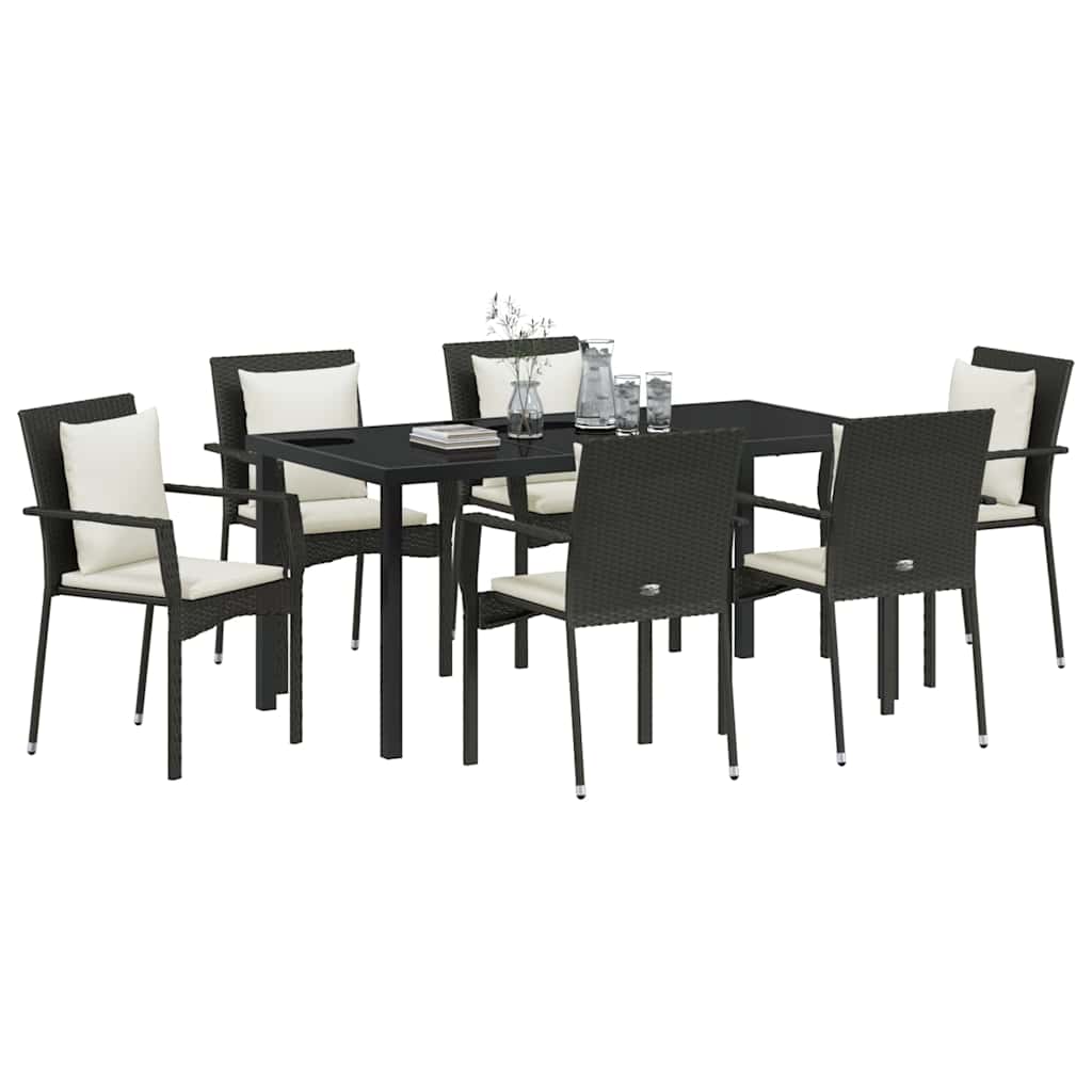 Ensemble de salle à manger pour jardin 7 pcs Noir polyrotin - XIOS