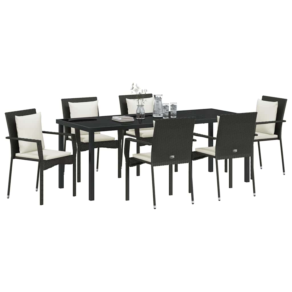 Ensemble de salle à manger pour jardin 7 pcs Noir polyrotin - XIOS