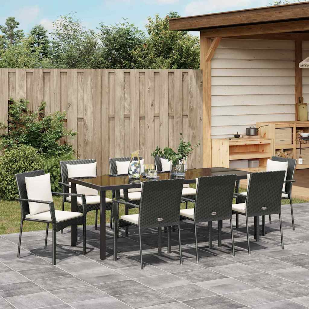 Ensemble de salle à manger pour jardin 9 pcs Noir polyrotin - XIOS