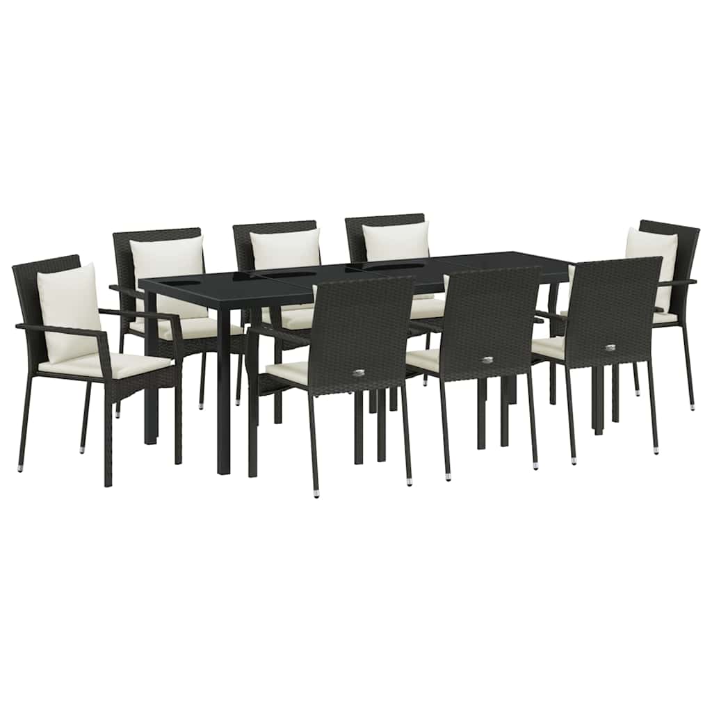 Ensemble de salle à manger pour jardin 9 pcs Noir polyrotin - XIOS